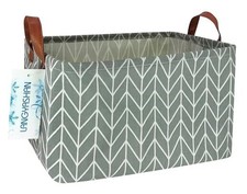 Rectangular Storage Bin Collapse Canvas Fabric Cartoon Storage REC Grey Point