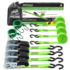 4 Pack 1" x 15Ft Ratchet Tie Down Straps - 500Lbs Load Cap, 1500Lb Break Stre...