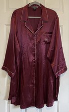 Halston Women’s Plus Size 3X Polyester Button Up Sleep Dress Shirt Burgundy Vtg