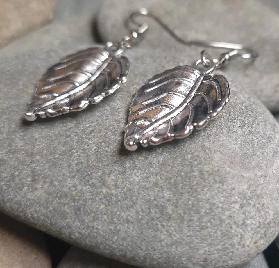 Pendientes hoja plata tibetana hojas filigrana colgantes Foto 2 de 4