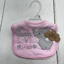 Baby Essentials Pink Baby Girl Elephant Daddy Loves Me Cotton Drool Bibs 3 Pack