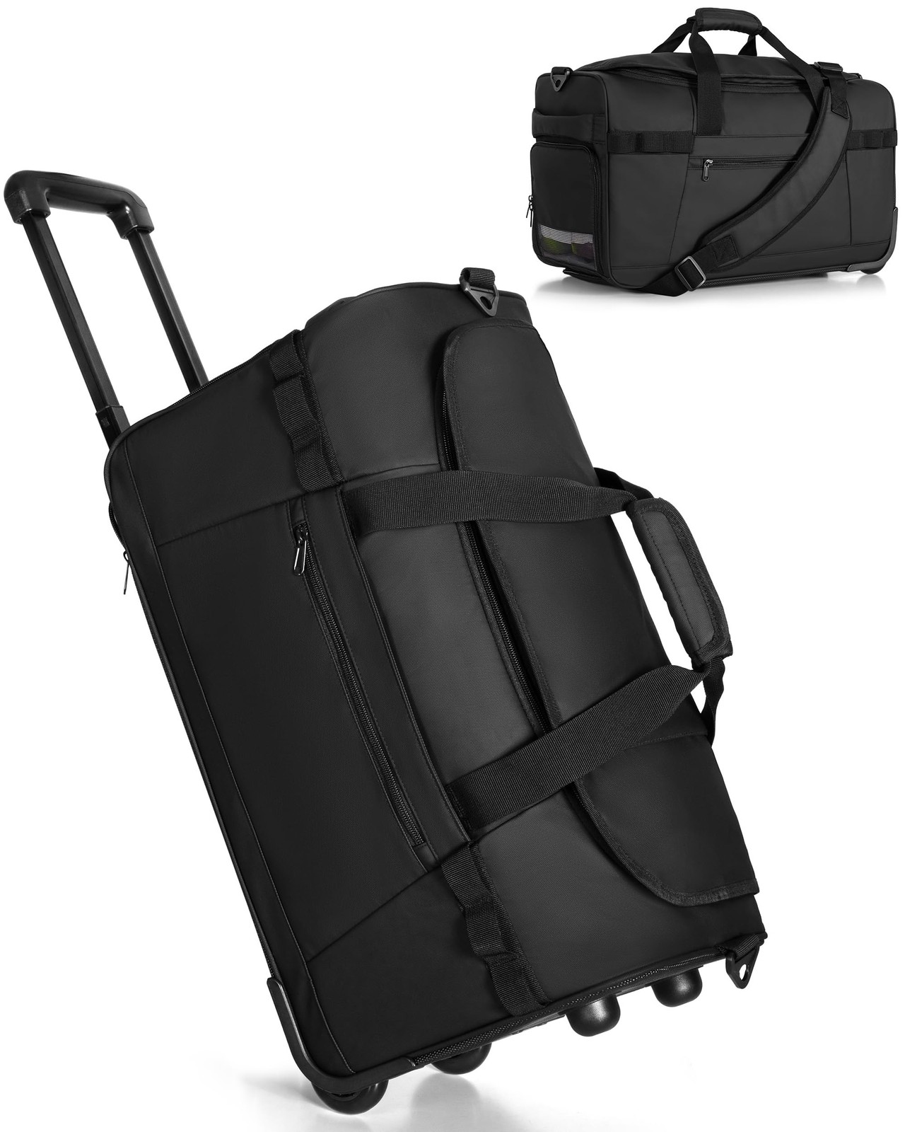 33L Rolling Duffle Bag with Wheels, Shoe Compartment and Wet Pocket, 21&rdquo; Carr...