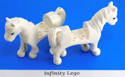 2 LEGO White Horse with White Mane Friends Animal (93083 93084 95942) - 2 Pieces