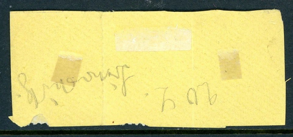 EE. UU. 1861 Washington 10¢ amarillo verde tira de 3 en pieza Scott #68 VFU O657 Foto 2 de 4