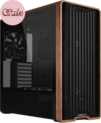 LANCOOL 217 Genuine Walnut Wood Computer Case, Mid-Tower ATX PC Case with 5 Pre-