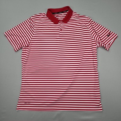 Nike Golf Polo Shirt Mens XL Dri Fit Stripe Performance Athletic Stretch Sporty