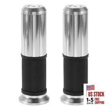  7/8" 22mm 15/16" 24mm Universal Motorcycle Hand Grip Cover Rubber Silver Tone