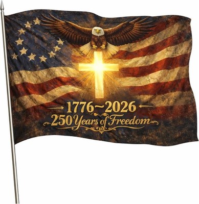 USA 250th Anniversary Flag 3x5 Ft 1776-2026 Outdoor Patriotic Banner Cross Poly