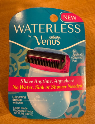 Gillette Venus Waterless Razor Shave Anywhere Hand Held Aloe Gel Single Blade