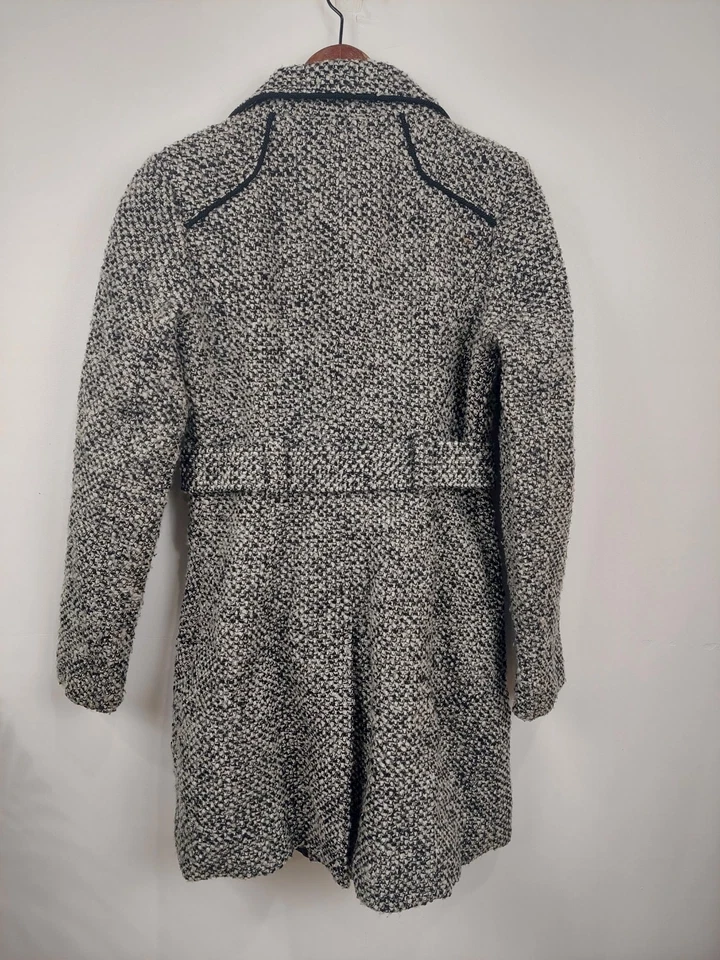 Abrigo para mujer GUESS Los Angeles Pea negro a cuadros mezcla de lana talla pequeña Foto 4 de 4