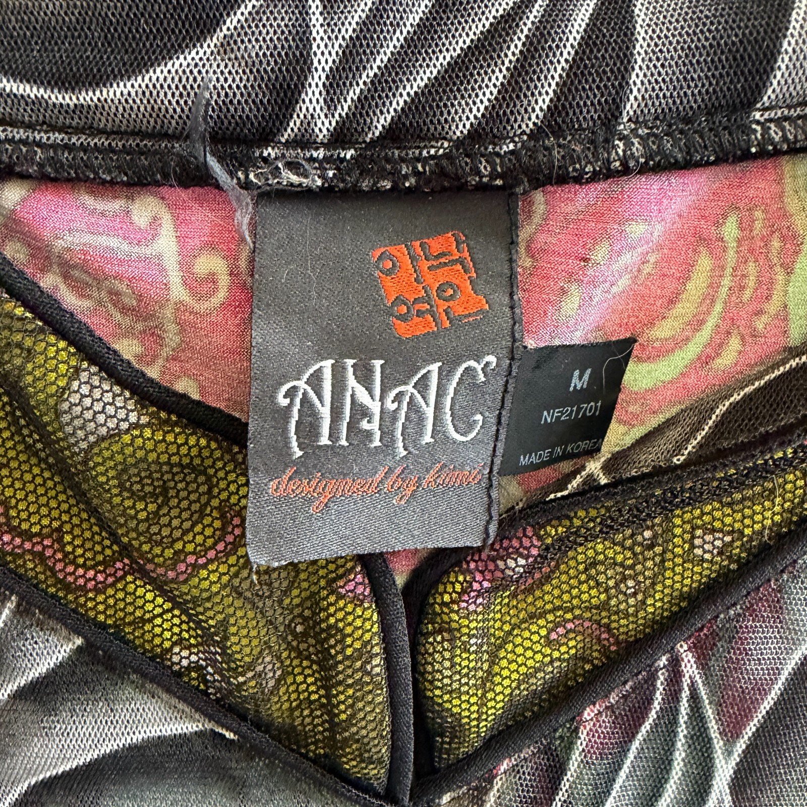 Y2K Multi Pattern Patchwork Mandarin Collar Funky… - image 4