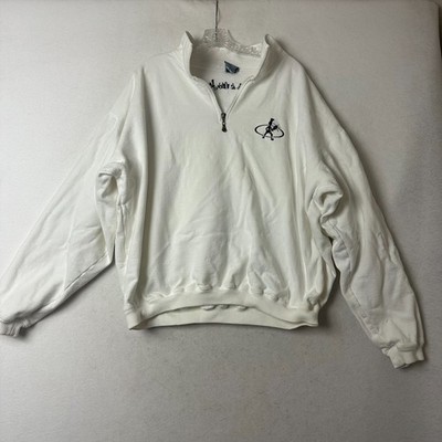 Balle de Match sweatshirt sz L white 1/4 zip high neck collar tennisprep LOGO