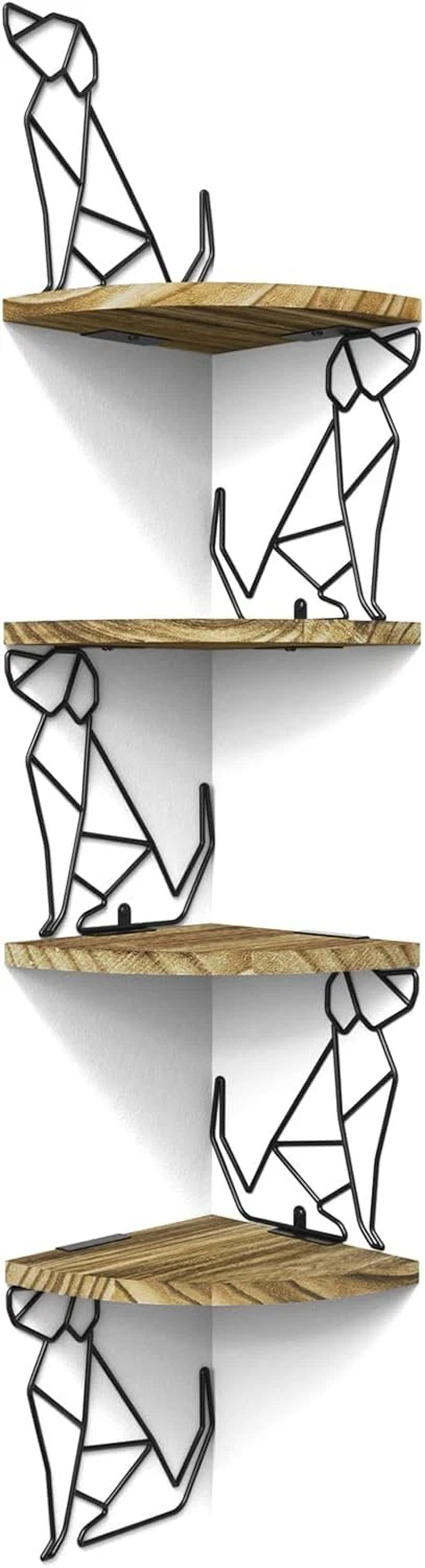 Alsonerbay Corner Shelf Wall Mount, 4 Tier Floating Shelves Carbonized Black