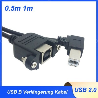 USB B Verlängerung Kabel Adapter Abgewinkelt Typ B Stecker Buchse Drucker Kabel