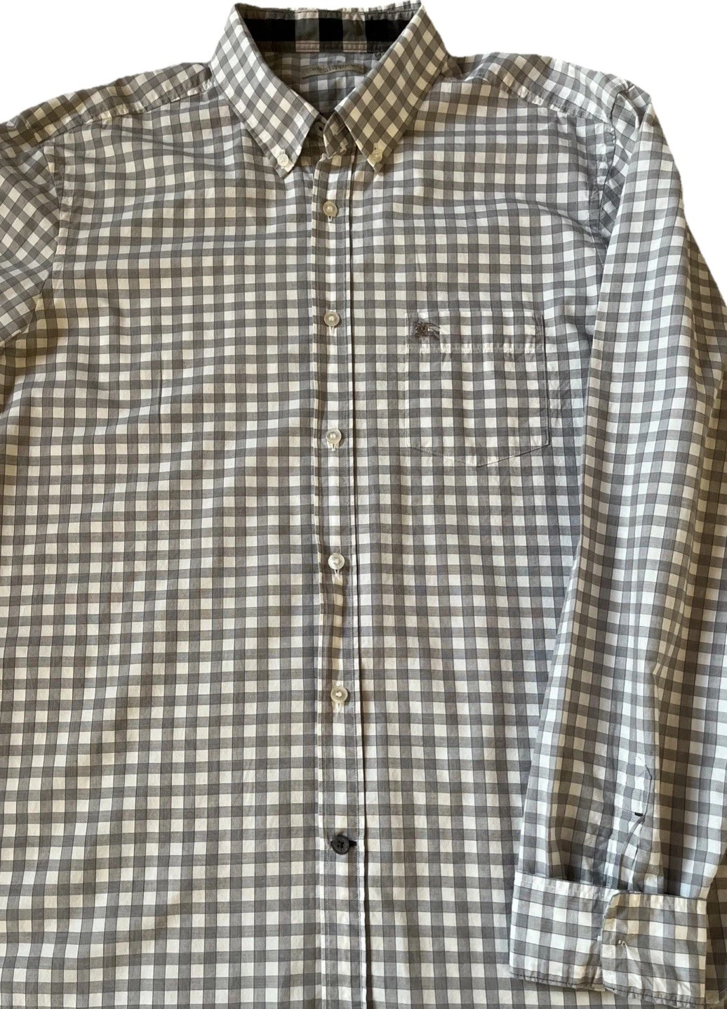 Camicia uomo Burberry Brit Nova check grigia bianca tasca petto manica lunga taglia XL