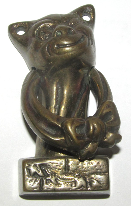 Vintage Cheshire Cat Small Brass Door Knocker Alice In Wonderland Character