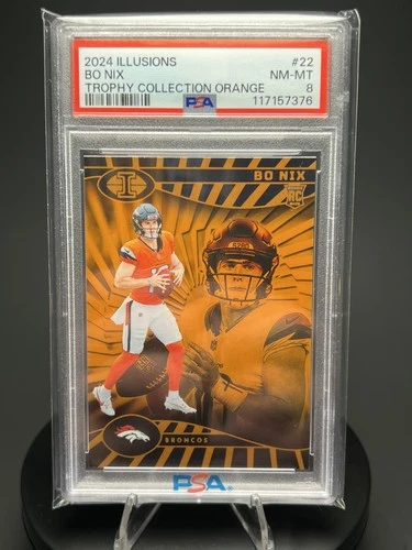 2024 Panini Illusions Bo Nix ROOKIE Trophy Collection ORANGE Color Match PSA 9