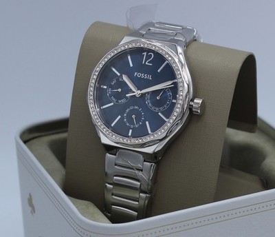 Fossil Eevie Multifunction Silver Navy Blue Women's BQ3720 Watch