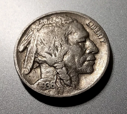 🌸 1936 BUFFALO Nickel 5¢, 90-Year-Old US Type Coin