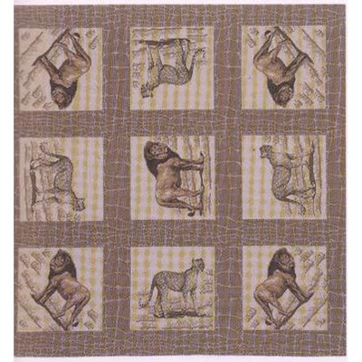 French Wildlife Lion Cheetah Tapestry Throw Blanket Woven 54x54