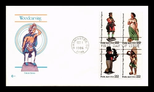 DR JIM STAMPS US COVER WOODCARVING FOLK ART FDC SETENANT COVER CRAFT INSERT