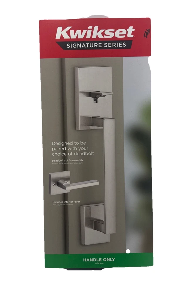 Juego de manijas de níquel satinado Kwikset San Clemente con mango cuadrado Halifax 98150-012 Foto 2 de 4