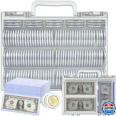 FULLCASE Coins Collector Case Holder Coin Capsules 46mm with 6 Sizes Foam Gasket