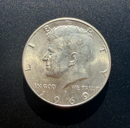 1969 D Kennedy Half Dollar 50C - 40% Silver  - AU Condition
