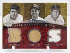 CRONIN/FOXX/YAZ 2007 UD PREMIER RARE REMNANTS TRIPLE! #49/50! BOSTON RED SOX!