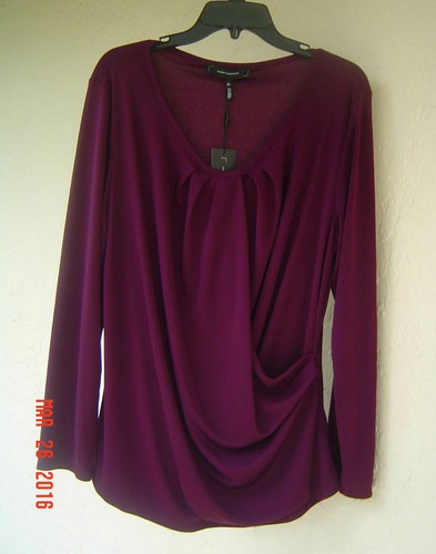 NEW ROBERT RODRIQUEZ PURPLE PLEATED CAREER BLOUSE TOP SIZE XL $69