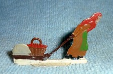 Vintage Heinrichsen German Flat Lead "Woman Pulling Sled" V. Near Mint F/S Lot A