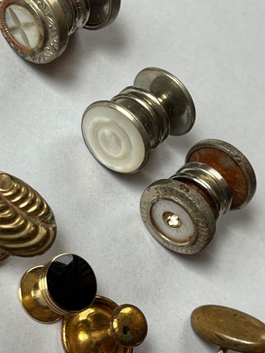 Vintage Lot of Victorian Oval Etched Floral Gold Filled Cuff Links Button Covers - Picture 7 of 13