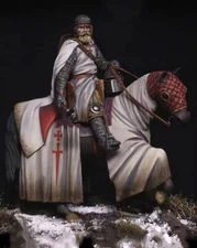 1/32 Templar Knight Mounted on Horse Medieval Resin Miniature Figure Unassembled
