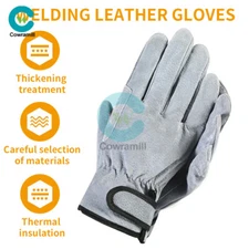 Welding Gloves Grey Heat Resistant Gauntlets Gloves for Soldering BBQ Gardening