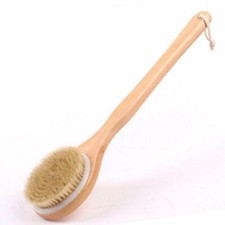 Premium Natural Bristle Wooden Bath Shower Body Back Dry Skin Brush Spa Scrubber