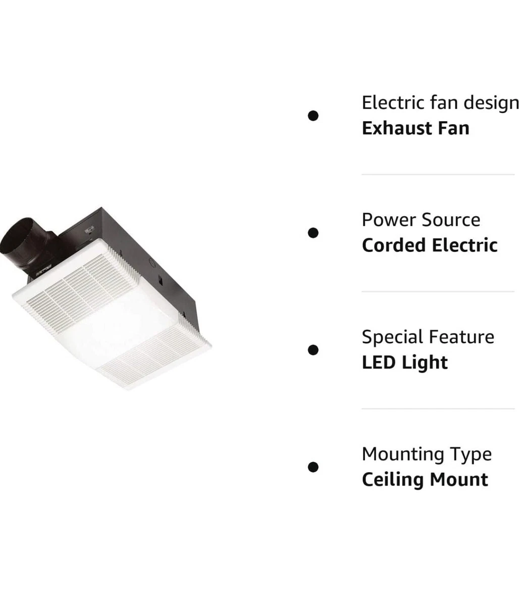 NuTone 765H80L 80 CFM Ceiling Bathroom Exhaust Fan with Light and 1300W Heater