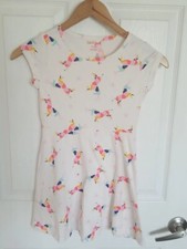 Cat And Jack Girls Dress Small 6/6X Off White Cream Multicolored Unicorns Horses