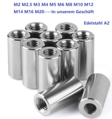 Verbindungsmuffe Distanzmuffen Gewindehülse Langmutter M2 M2.5 M3 Edelstahl A2