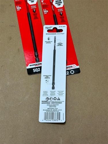 3x Pack Milwaukee Shockwave 6" Long Impact SQ2 Square Recess Drill Bits #2 - Picture 3 of 3