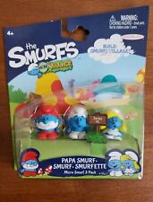 Smurfs Micro Village Papa Smurf & Smurfette DELUXE *2 IN 1 * NEIGHBOR PACK  Jakks