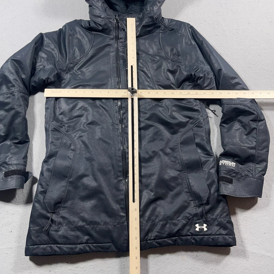 Chaqueta para mujer Under Armour ColdGear infrarroja negra mediana con capucha abrigo para nieve Foto 3 de 4