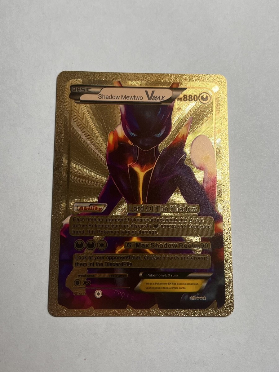 shadow mewtwo vmax pokemon card Shadow Mewtwo Vmax Gold Foil Fan Art HP880 Lord Of The Shadows NM