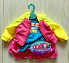 My Life As Doll Clothing Pink Yellow Tie Die Skirt Hoodie Outfit 18" dolls