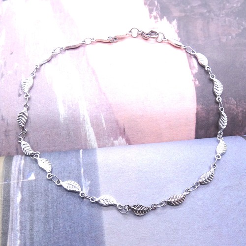 Ankle Bracelet Stainless Steel Anklets Beach Foot Jewelry Leaf Charm Waterproof - Picture 6 of 7