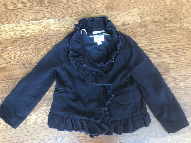 J Crew Crewcuts Girl’s Jacket Size 4/5 Navy Ruffled details 