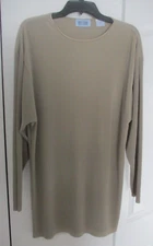 NEW Vintage QPS Women's Large Tan Top Tunic Blouse Unique Wrinkle-Free