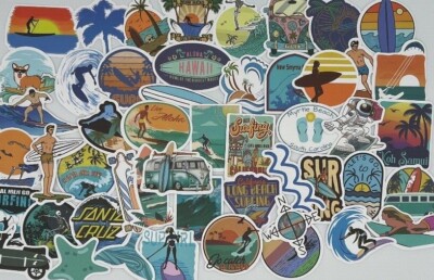 50 Sticker Aufkleber Stickerbomb Beach Surfing Holiday Urlaub Strand Surfen