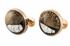 6 piece set Murano glass 18k yellow gold cufflinks  studs by alan k. thau  
