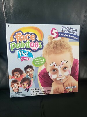 Face Paintoos Pet Pack Tattoo Sheets Easy To Apply And Take Off 