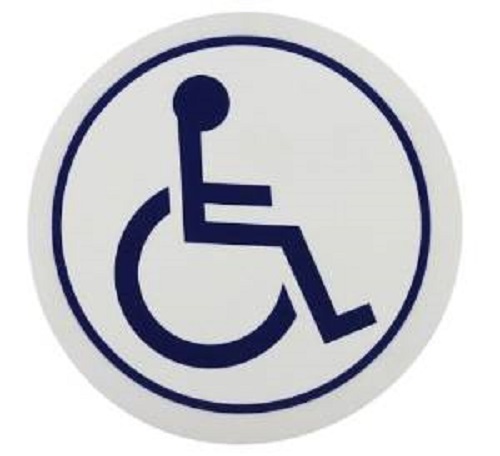 "DISABLED BADGE” White Sqaure Clings Sign For The Disabled To Any Glass Surface - Picture 1 of 1